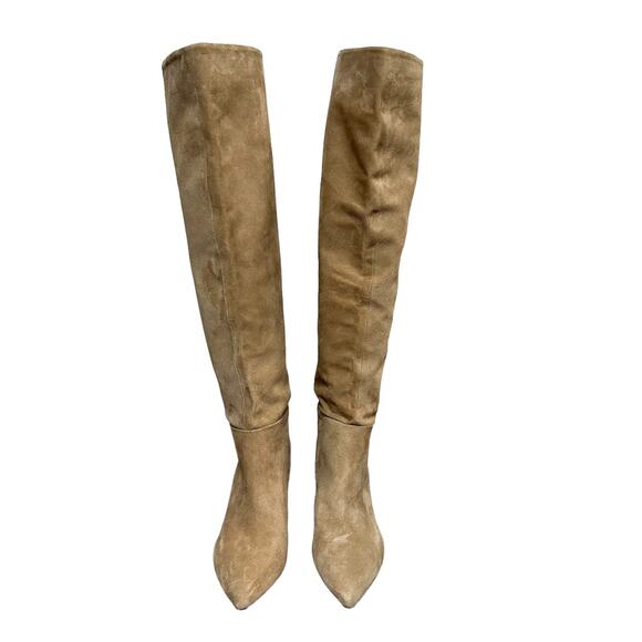 Sam Edelman Hutton  Over-The-Knee Boot Suede Tan Leather Pull On Heeled 8 - Picture 3 of 11